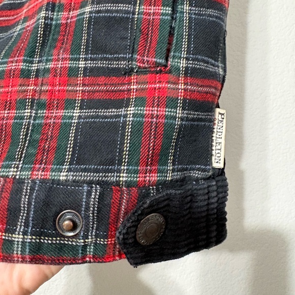 Vintage Woman’s Pendleton Red Plaid Quilted Fleece BlackCorduroy Snap Front Vest - Picture 6 of 11
